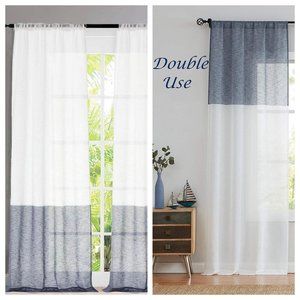 Elegant Two-Tone Gray and White Curtains